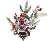 r/w berry spray snowy red berries binnen groen/kleur(en) l.8cm x w.14cm x h.50cm