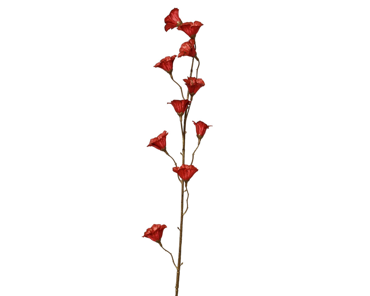 spray polyester bell flower rood l.11cm x w.9cm x h.83cm