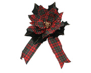 poinsettia op clip polyester gold glitter center w glitter edge groen/rood d.29cm x h.14cm