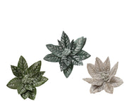 poinsettia op clip polyester fluweel frosted 3col ass assortie d.30cm x h.15cm