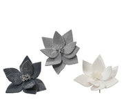 poinsettia op clip kunstbont glitter 3col ass assortie d.30cm x h.13cm