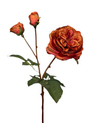 rose spray x 1 open + 2 knop 55 cm orange