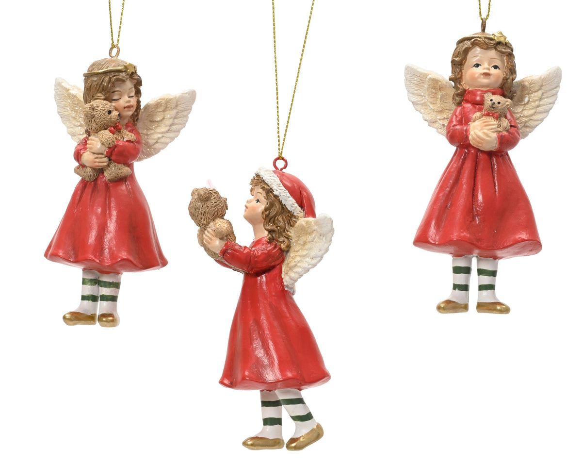 engel polyresin 3ass rood/kleur(en) l.5.5cm x w.6cm x h.11cm