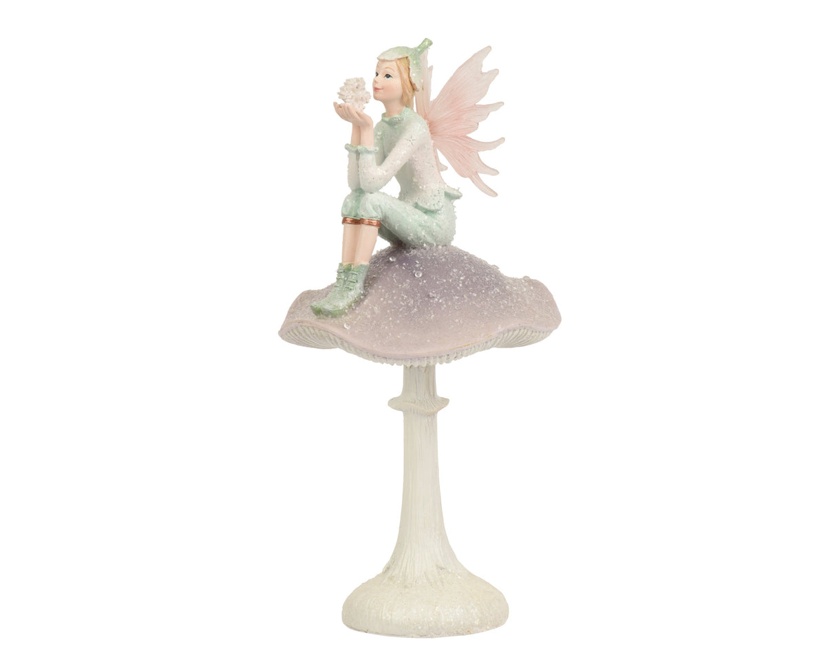 paddenstoel polyresin elf creme/kleur(en) l.12.8cm x w.13.2cm x h.26.5cm
