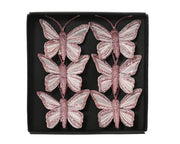 vlinder veer glitter op clip roze l.5cm x w.3.5cm x h.1cm