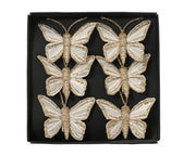 vlinder veer glitter op clip licht goud l.5cm x w.3.5cm x h.1cm