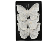 vlinder veer glitter bead, splangle, sequin op clip wit l.12cm x w.8.5cm x h.1cm