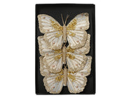 vlinder veer glitter bead, splangle, sequin op clip licht goud l.12cm x w.8.5cm x h.1cm