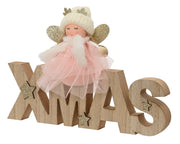 engel mdf gold detail, polyester tulle angel fsc mix 70% naturel/kleur(en) l.24cm x w.2cm x h.16cm