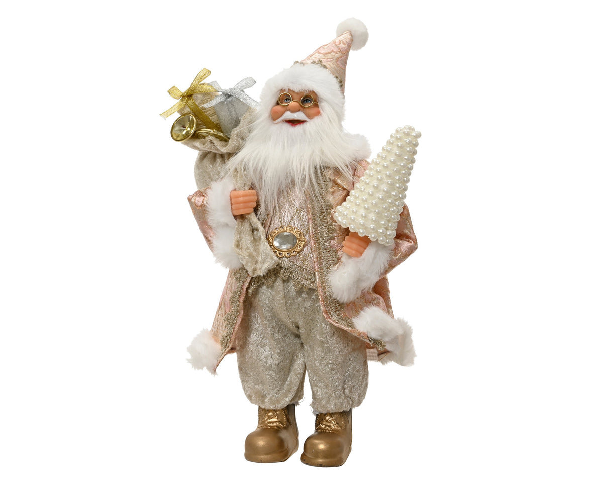 kerstman plastic polyester fabric, pearl tree, giftbag, gold deer, foam present boxes champagne l.19cm x w.8cm x h.30cm
