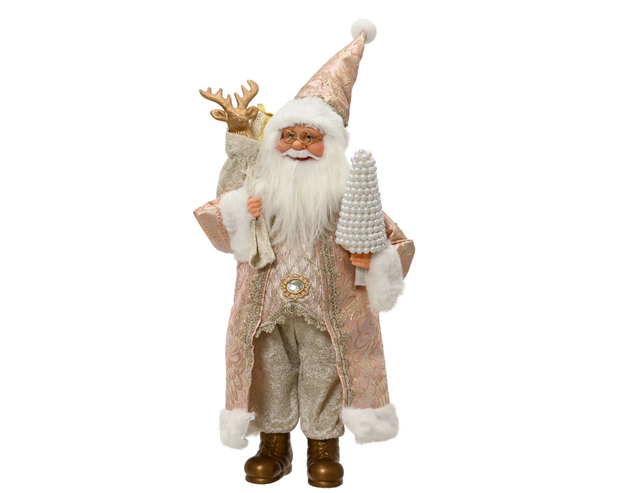 kerstman plastic polyester fabric, pearl tree, giftbag, gold deer, foam present boxes champagne l.29cm x w.13cm x h.45cm