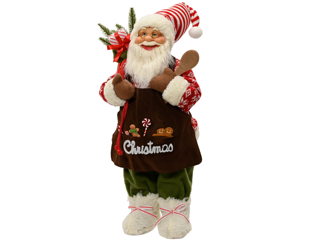 kerstman plastic polyester fabric, branches, foam presents with ribbion rood/kleur(en) l.19cm x w.8cm x h.30cm