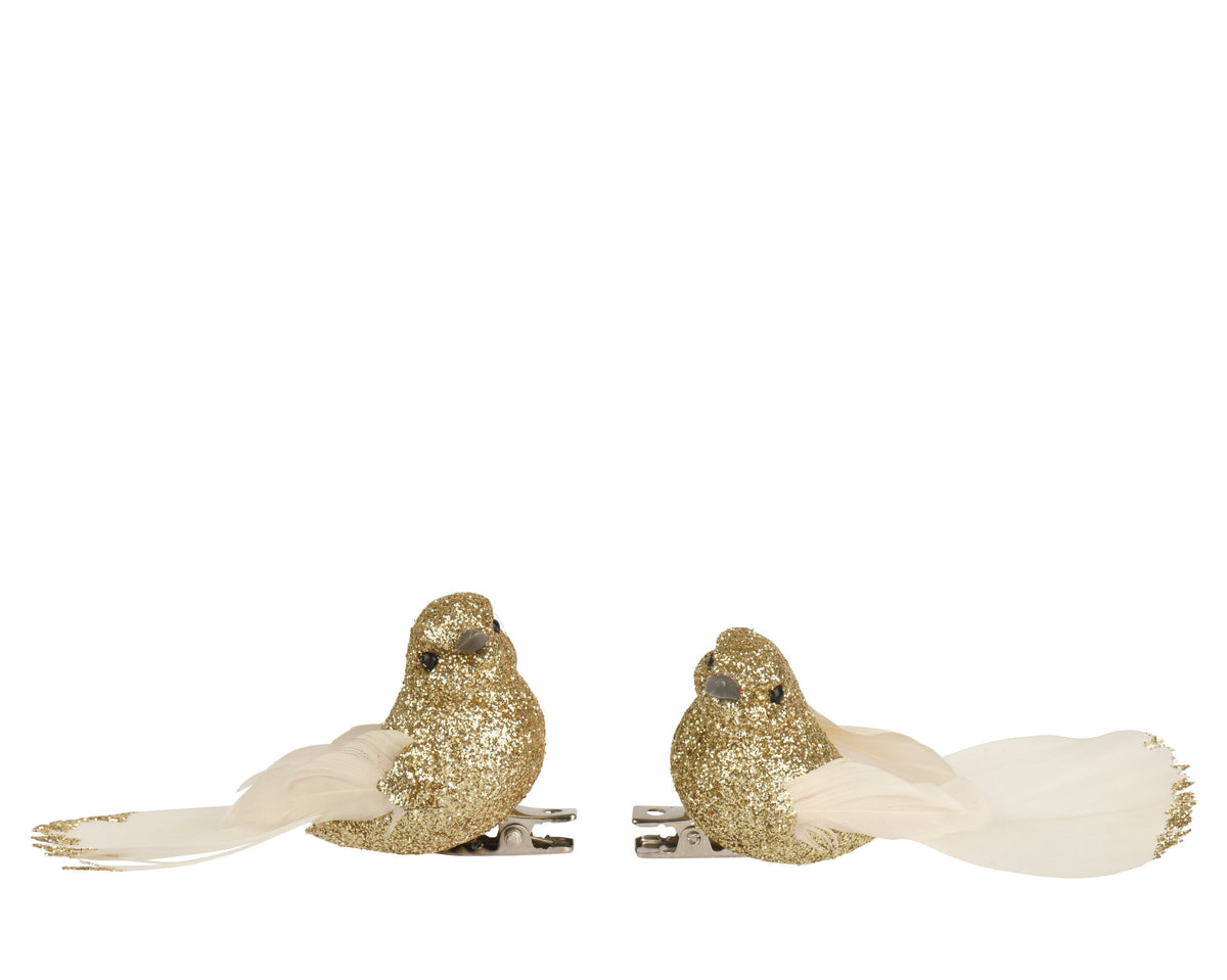 vogel foam glitters feather goud l.7cm x w.2.5cm x h.3.5cm