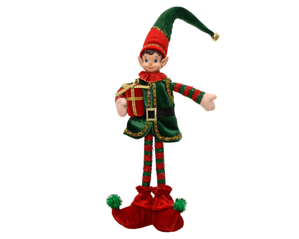 elf polyester standing groen/rood l.10cm x w.8cm x h.39cm
