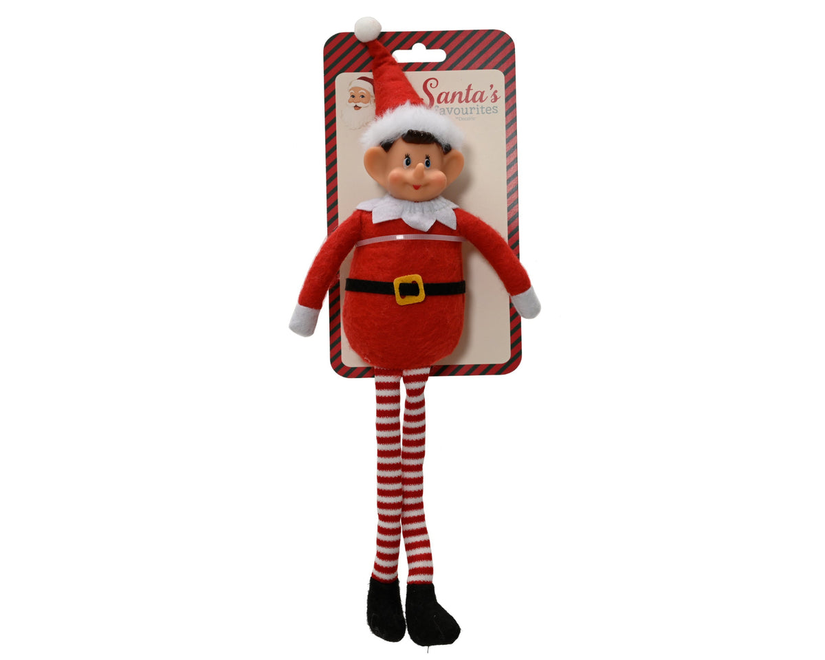 elf polyester plastic face, hard body, felt suit rood/kleur(en) l.4.5cm x w.8cm x h.33cm