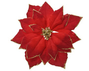 poinsettia op clip polyester glitter finish on edges glitter edge rood/kleur(en) d.24cm x h.7cm
