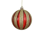 kerstbal polystyreen rood/goud d.8cm