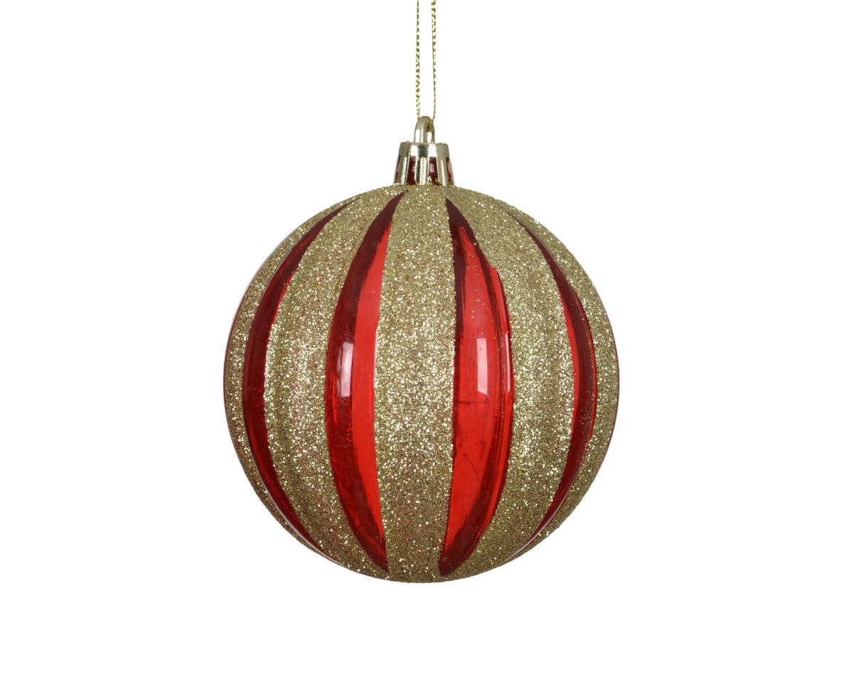 kerstbal polystyreen rood/goud d.8cm