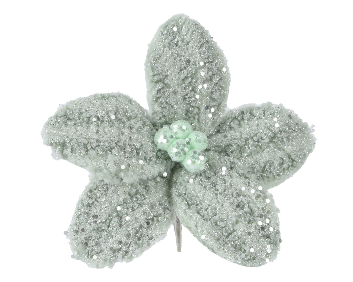 poinsettia op clip kunstbont on clip salie groen d.18cm x h.6cm