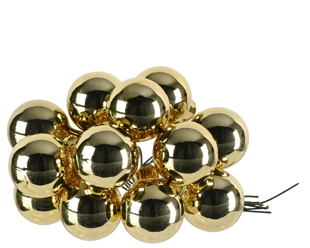 kerstballen op draad glas shiny licht goud d.2.5cm