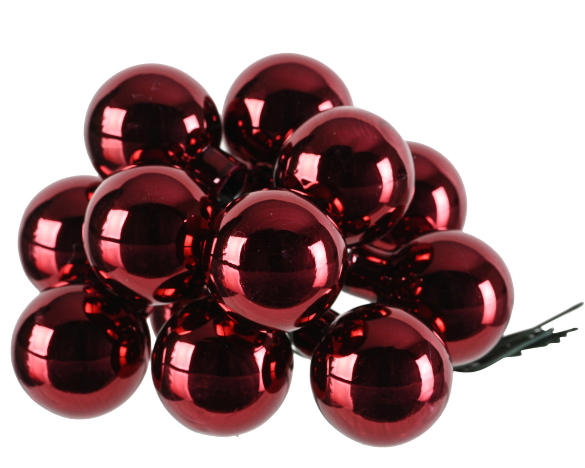 kerstballen op draad glas shiny ossenbloed d.2.5cm
