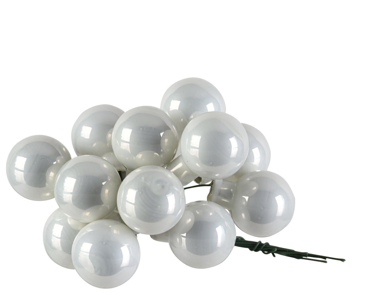 kerstballen op draad glas enamel winterwit d.2.5cm