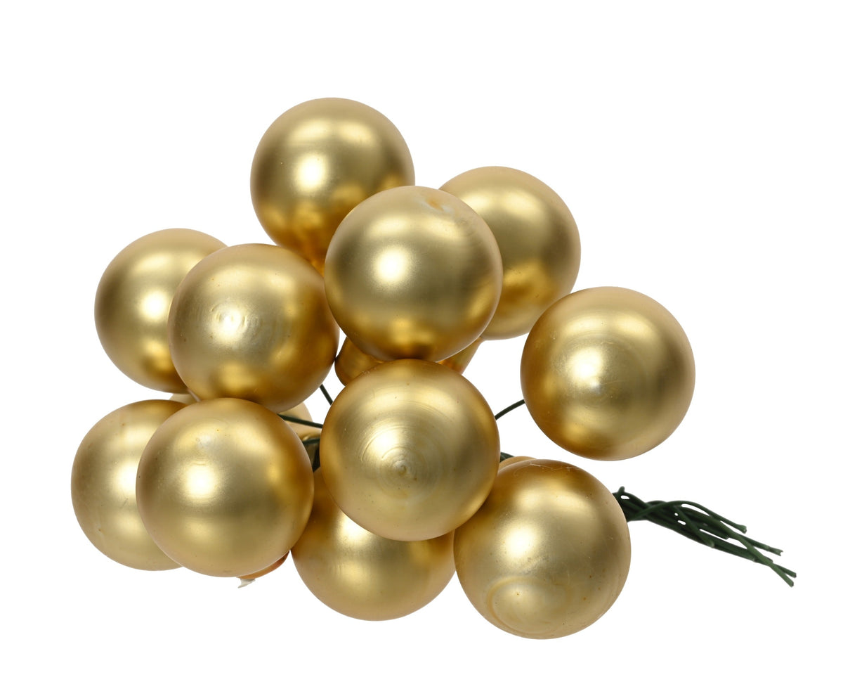 kerstballen op draad glas matt licht goud d.2.5cm