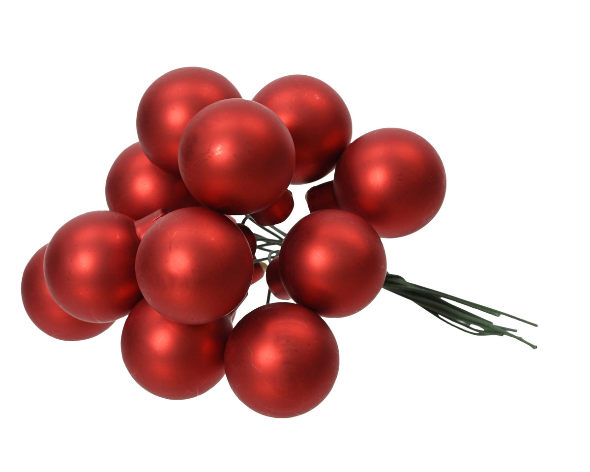 kerstballen op draad glas matt kerstrood d.2.5cm