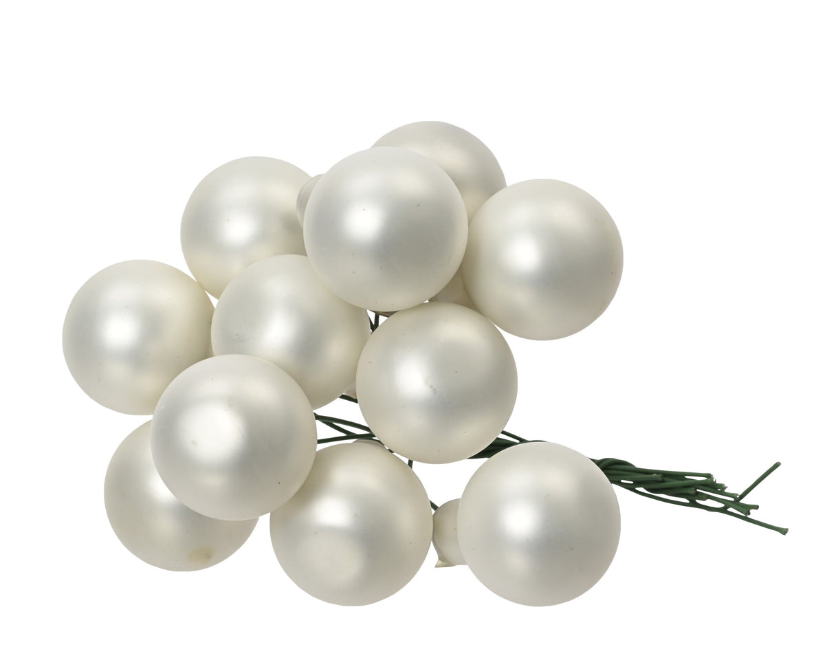 kerstballen op draad glas matt winterwit d.2.5cm