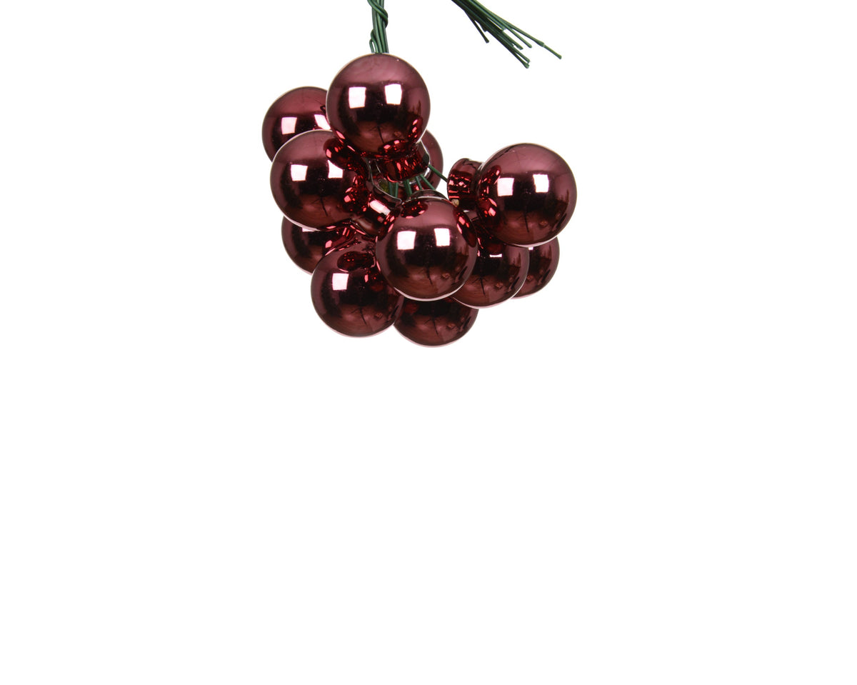 kerstballen op draad glas shiny donker roze d.2.5cm
