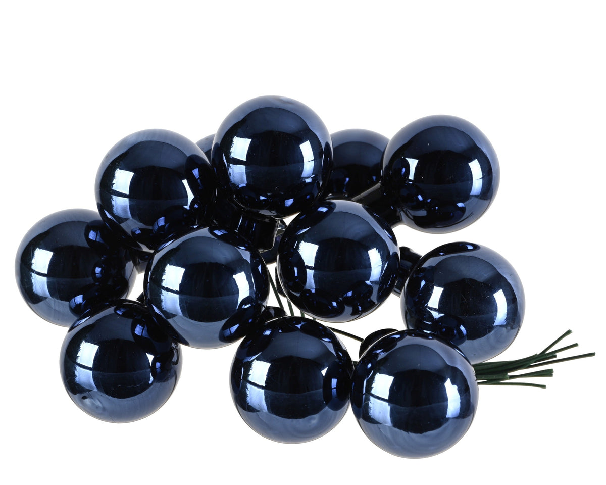 kerstballen op draad glas shiny nachtblauw d.2.5cm