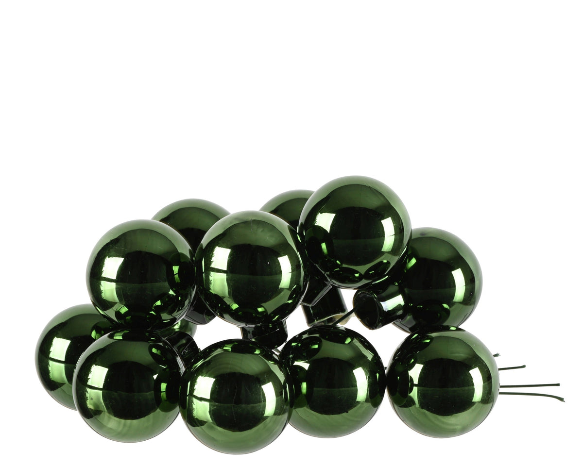 kerstballen op draad glas shiny dennengroen d.2.5cm