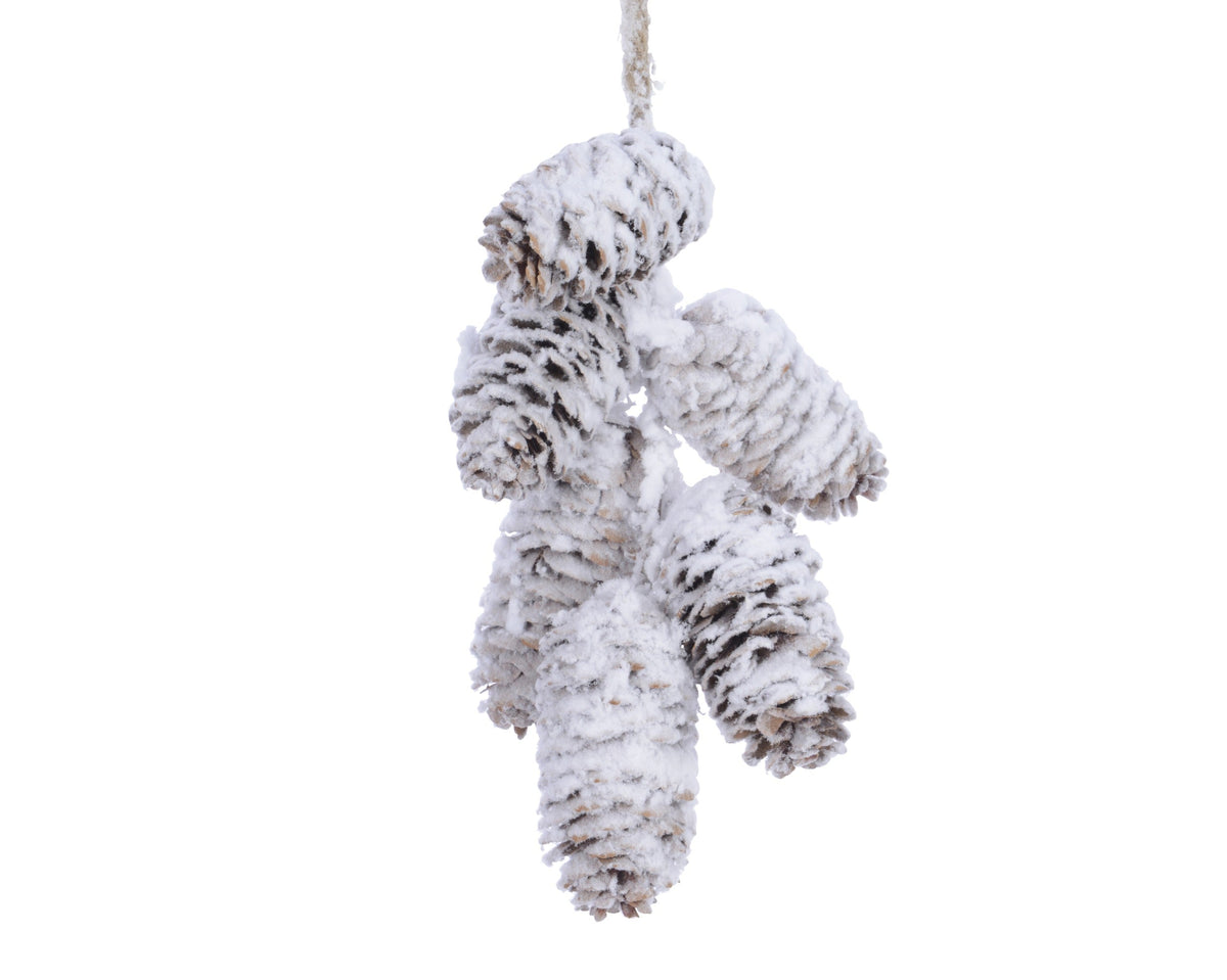 hanger dennenappel snow glitter naturel/sneeuw l.18cm x w.11cm x h.5.5cm