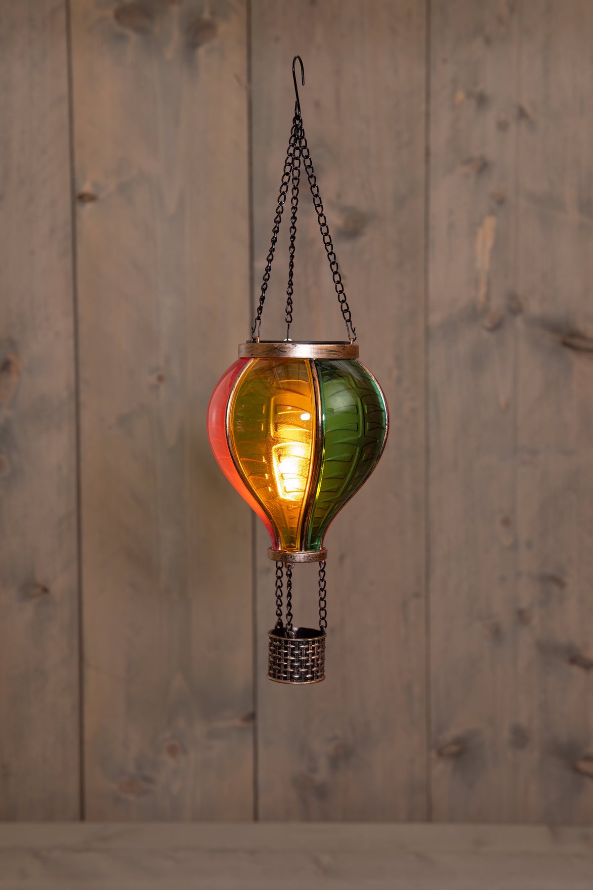 b.o. luchtballon 20led met vlameffect 14x25cm multi / 2xaaa ip44 batterybox aan / 6/18h timer / uit