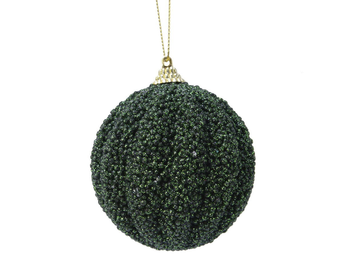 kerstbal foam glitter glitter dennengroen d.8cm