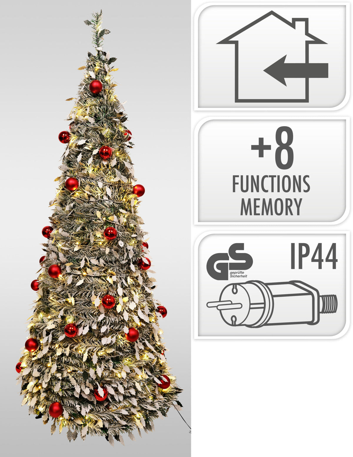 kerstboom pop up 180cm met led rood