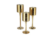 jazz gold candle holder with foot ass p/3 8x20cm