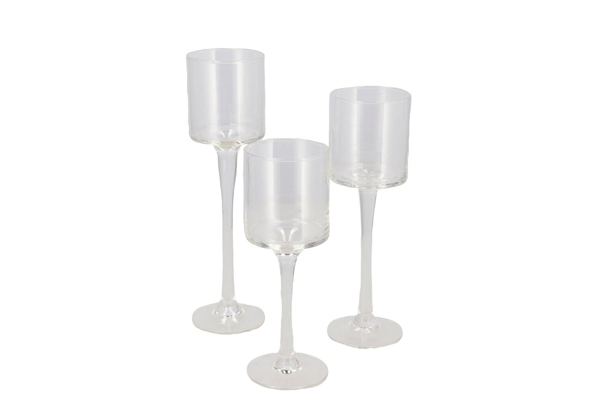 jazz clear candle holder with foot ass p/3 8x20cm