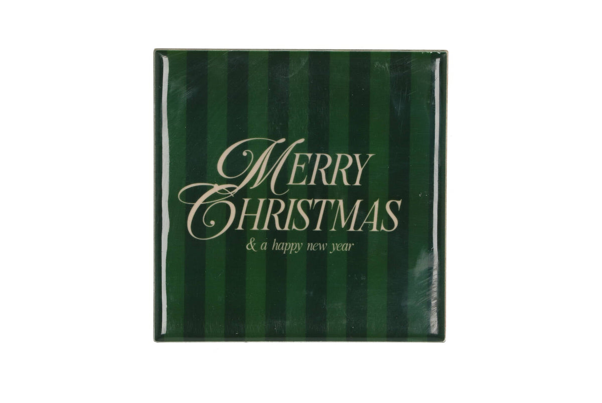 tile happy merry christmas green 10x10x1cm