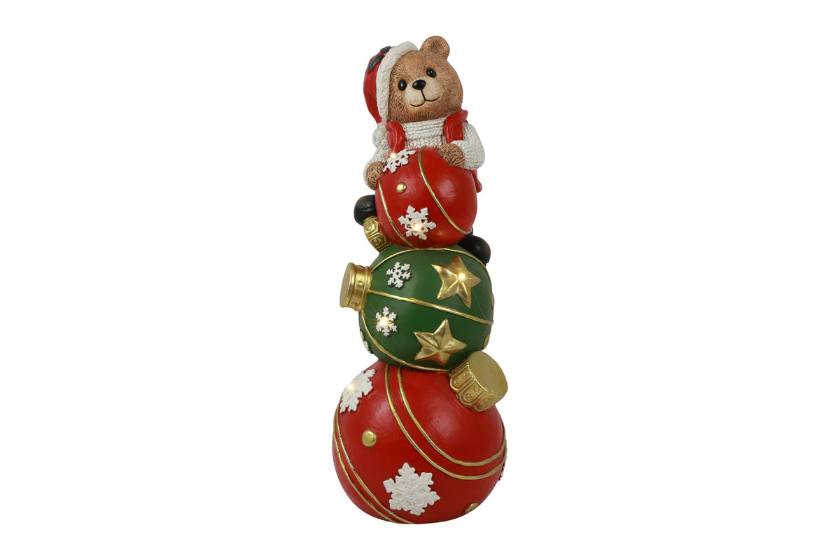 led beer kerstbel santa 3x rood/wit