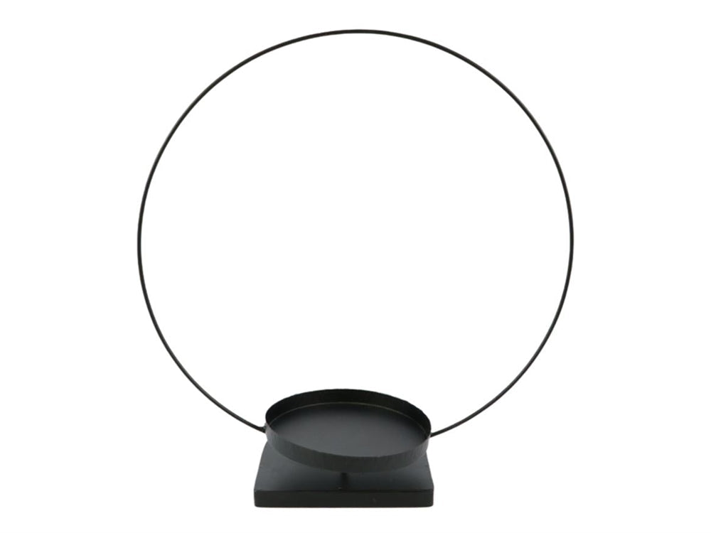 candleholder floral ring h39d35 black