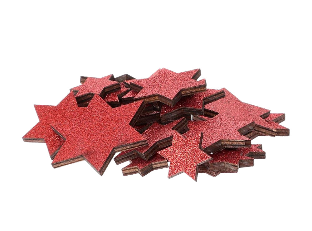 star lasercut glitter 24pcs red