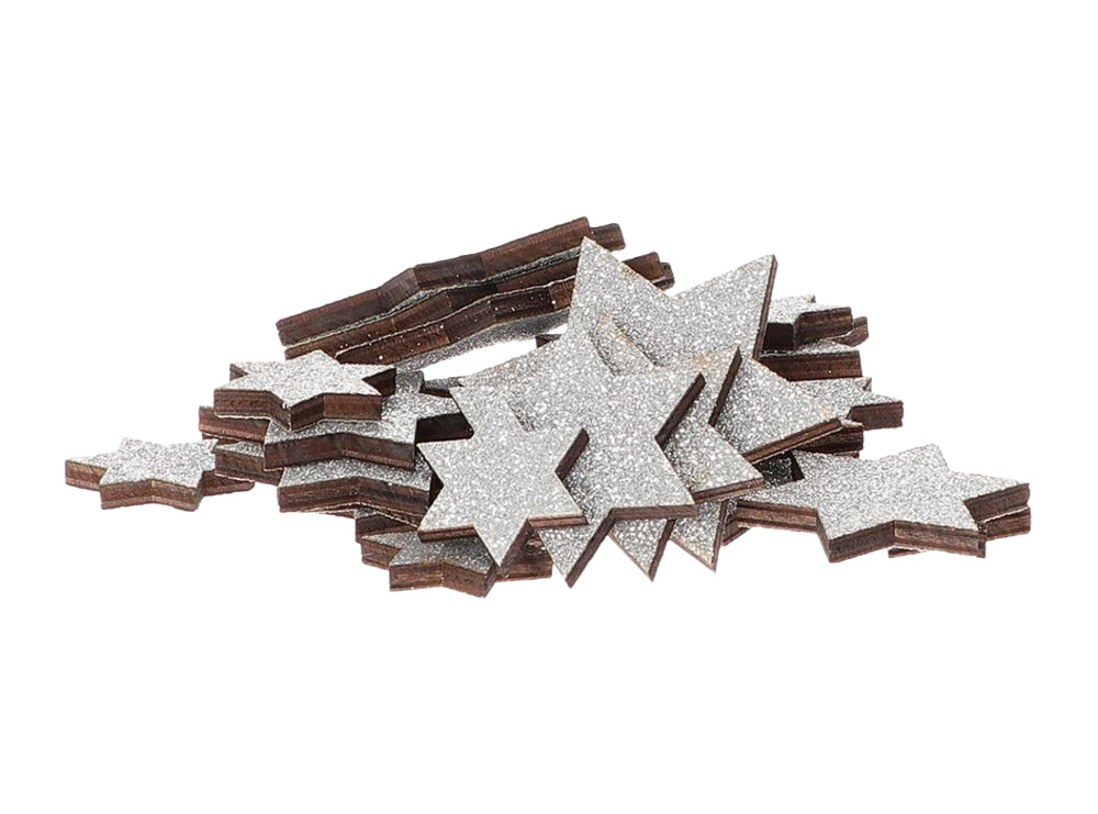 star lasercut glitter 24pcs silver
