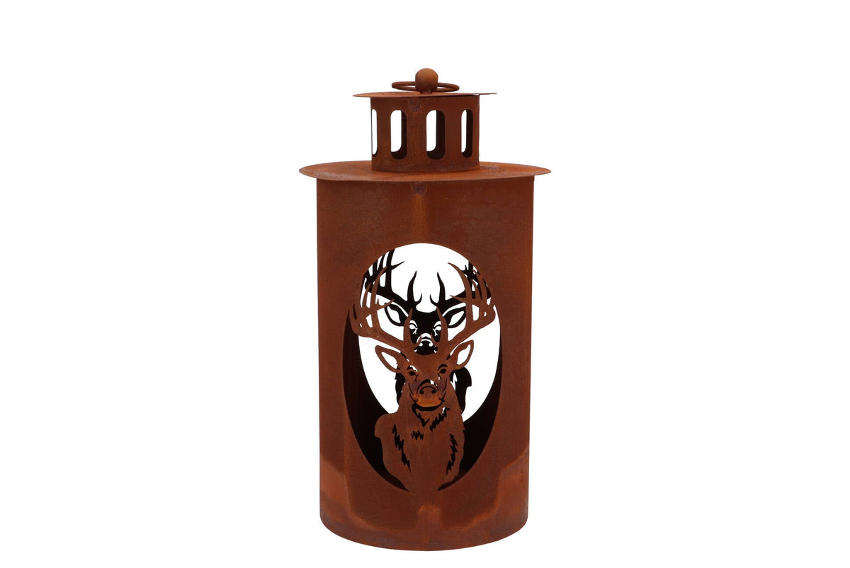 rusty scottish brown deer latern 17x30cm