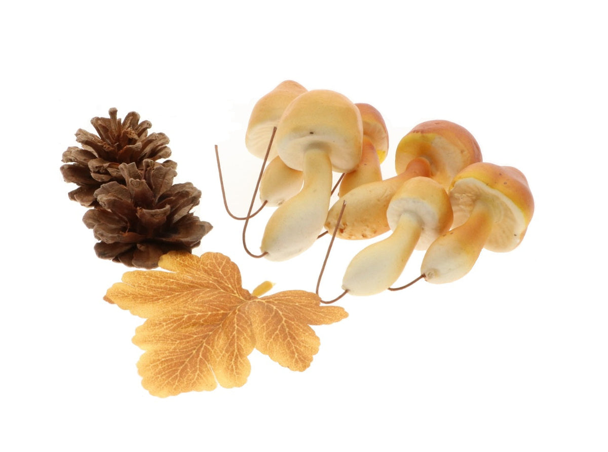 hobby mushroom+pinecone+leaf 9pcs yellow