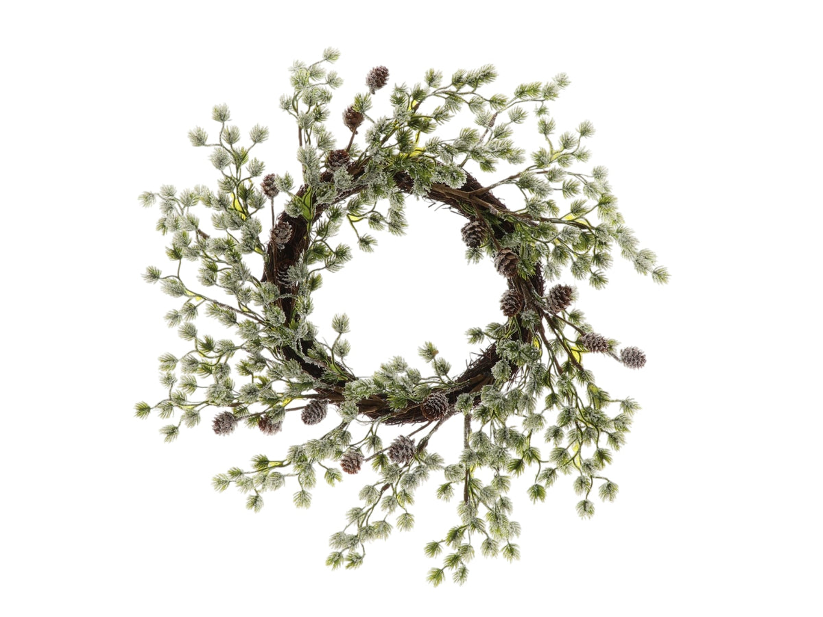 wreath snowy pine h10d45 green