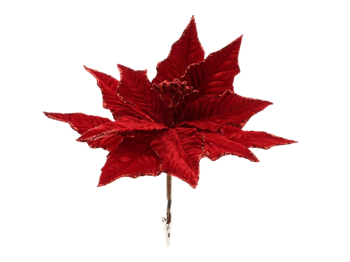 poinsettia on clip l25w25h5 rood