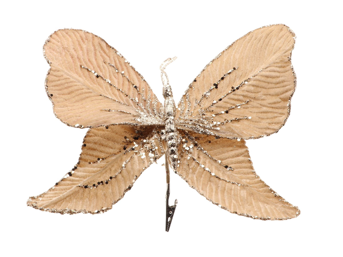 butterfly on clip l33w33h13 champagne