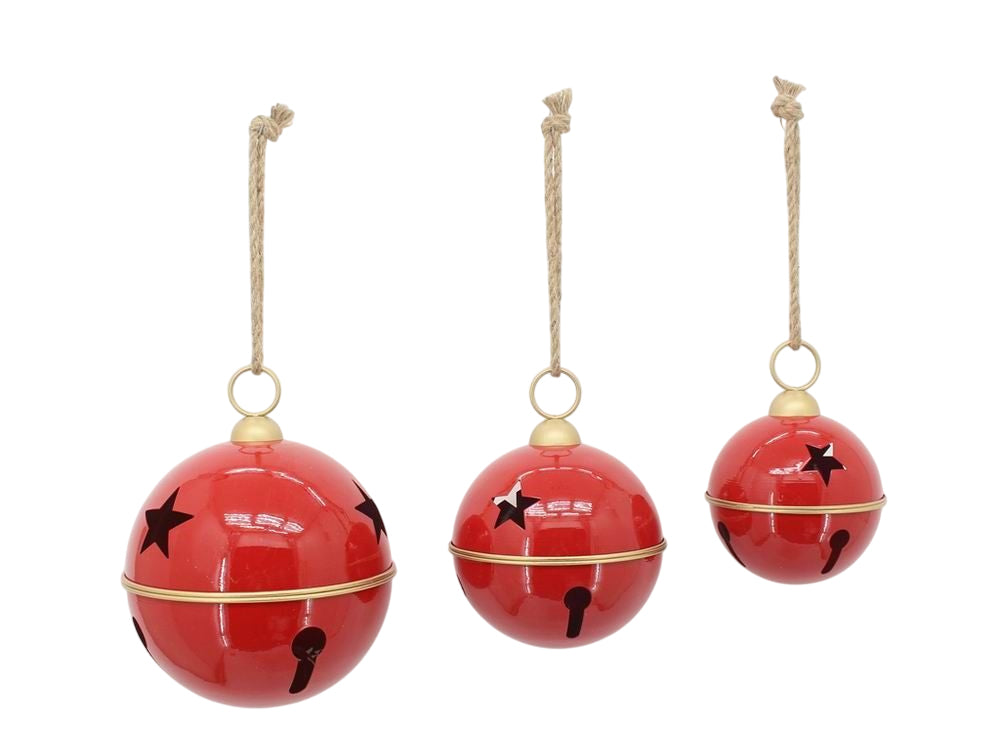hanger jingle bell star h32.5d25 red
