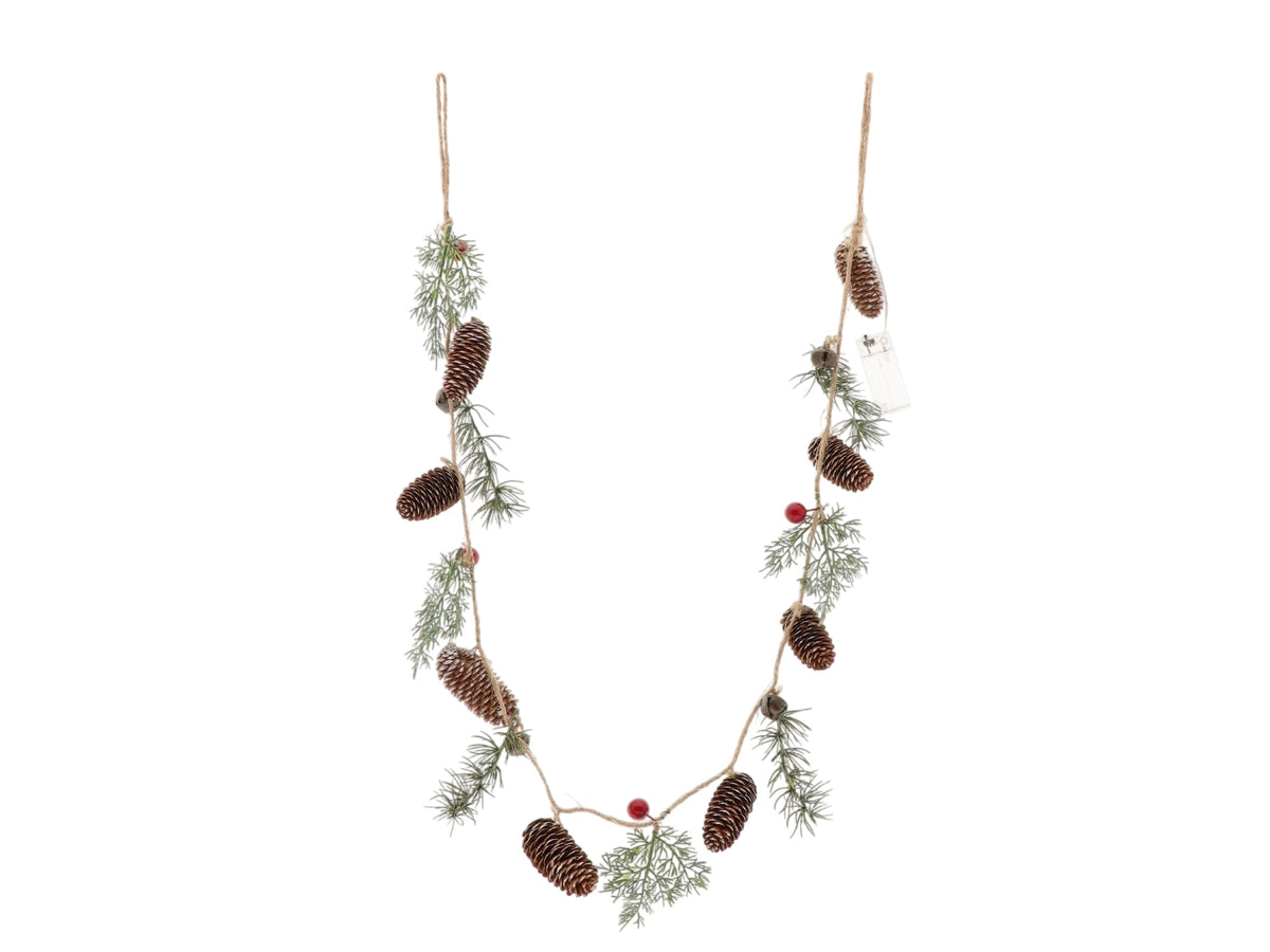 garland spruce/cones led h140d10 snow